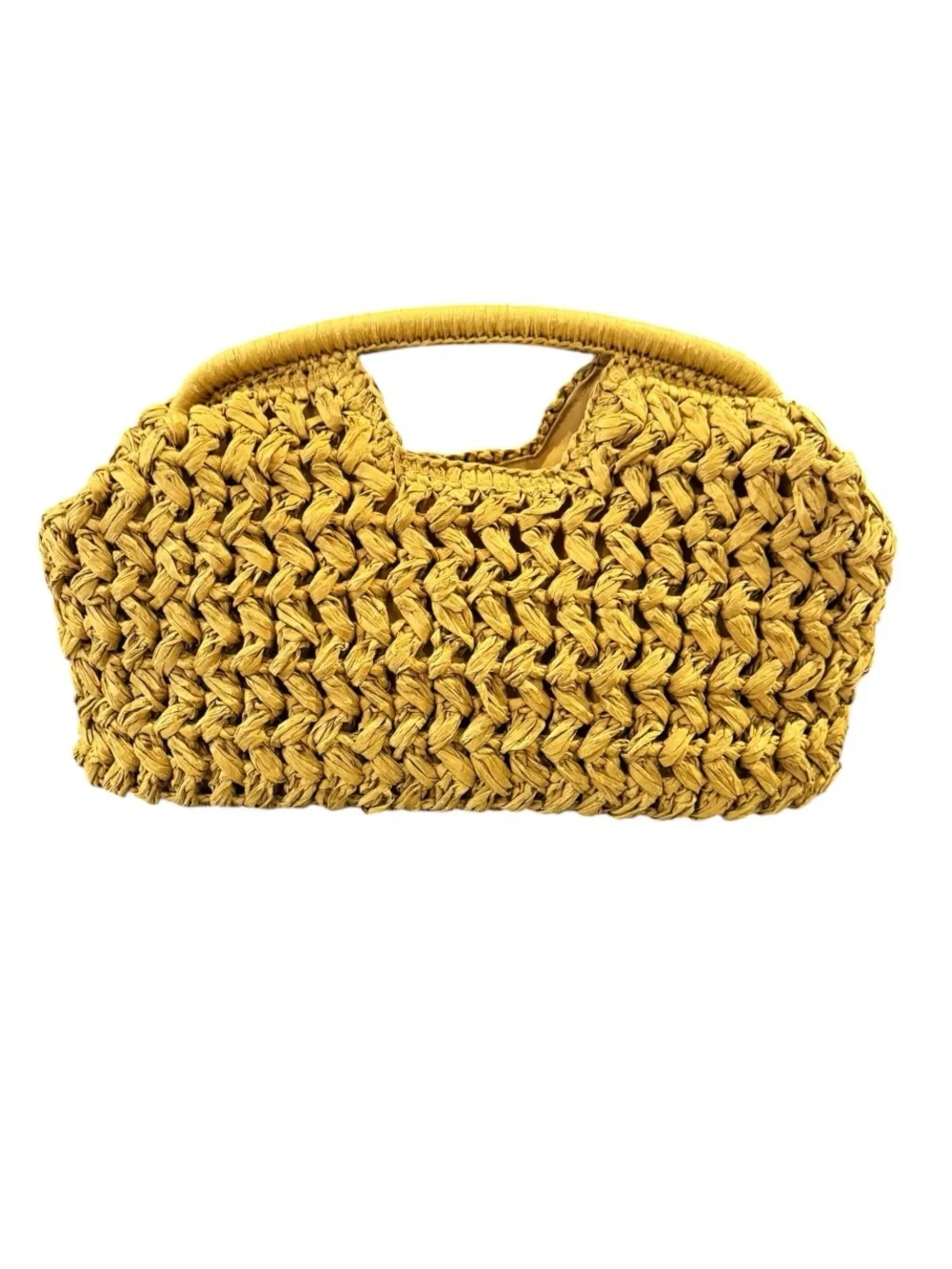 Urban Expressions Abigail Woven Raffia Clutch Mustard